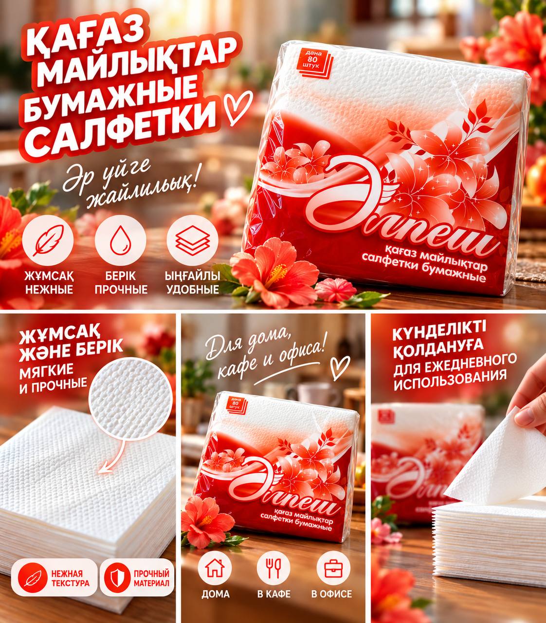 Салфетки «Әлпеш», 80 листов